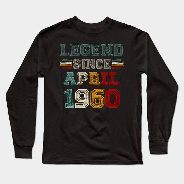 63 Years Old Legend Since April 1960 63rd Birthday Long Sleeve T-Shirt by Red and Black Floral